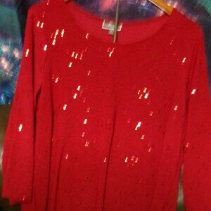 NWT JM Collection Sparkly Valentine's Red 0X Shirt